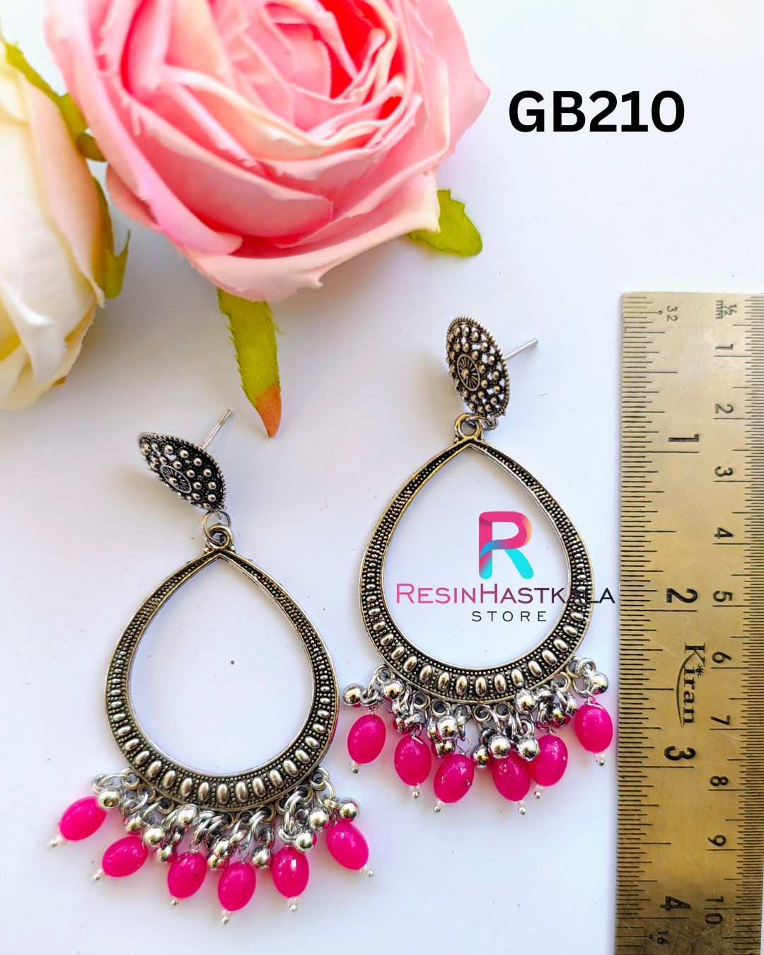 Silver Drop Earring Bezel / Jumkha With Beads (GB210)