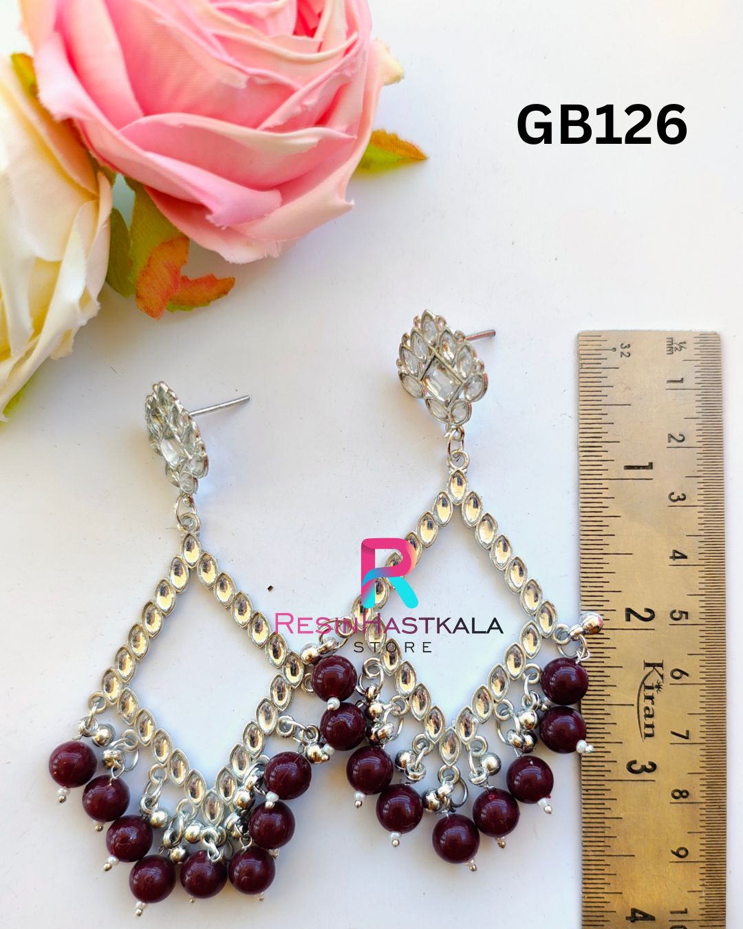 Silver Earring Beze/ Jumkha With Mirror Beads (GB126)