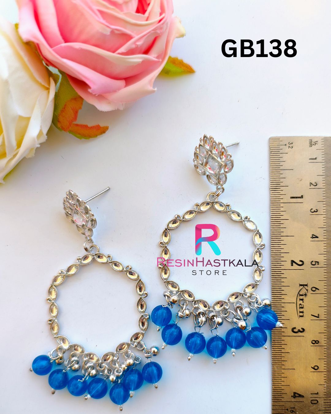 Silver Earring Beze/ Jumkha With Mirror Beads (GB138)