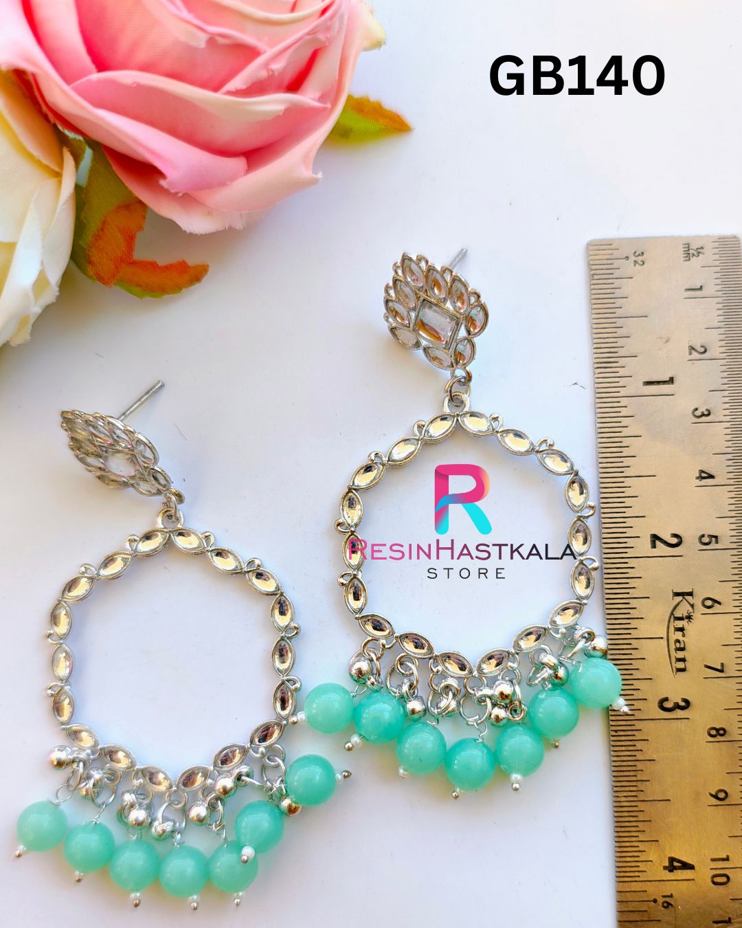 Silver Earring Beze/ Jumkha With Mirror Beads (GB140)