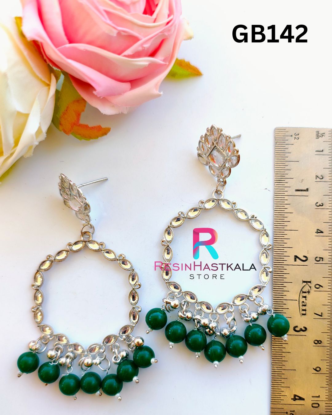 Silver Earring Beze/ Jumkha With Mirror Beads (GB142)