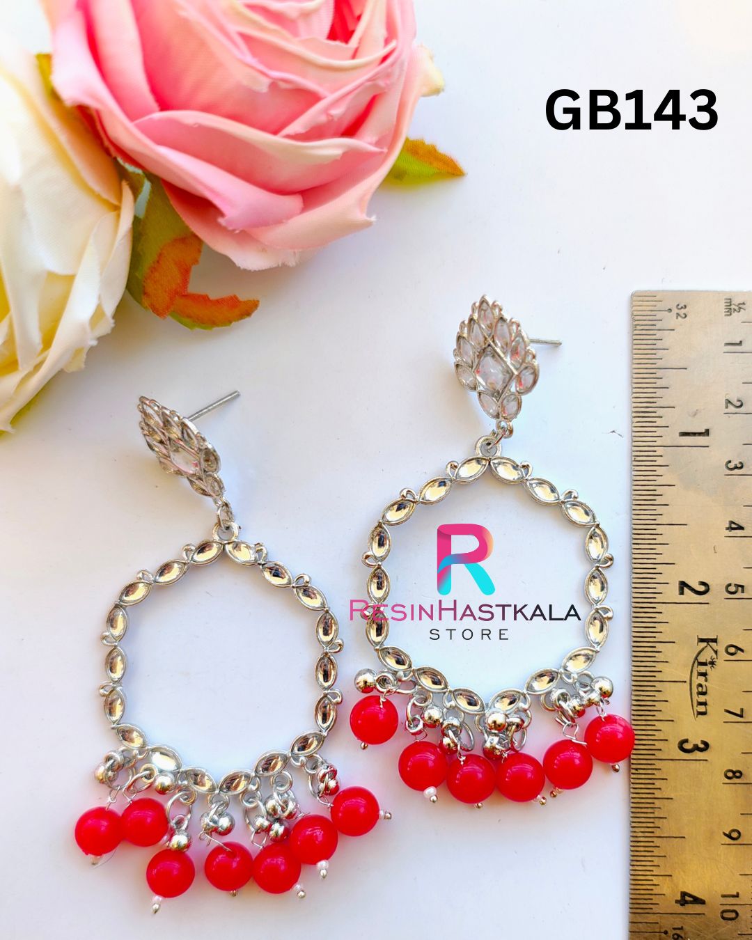 Silver Earring Beze/ Jumkha With Mirror Beads (GB143)