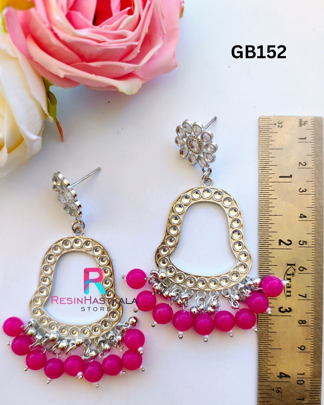 Silver Earring Beze/ Jumkha With Mirror Beads (GB152)