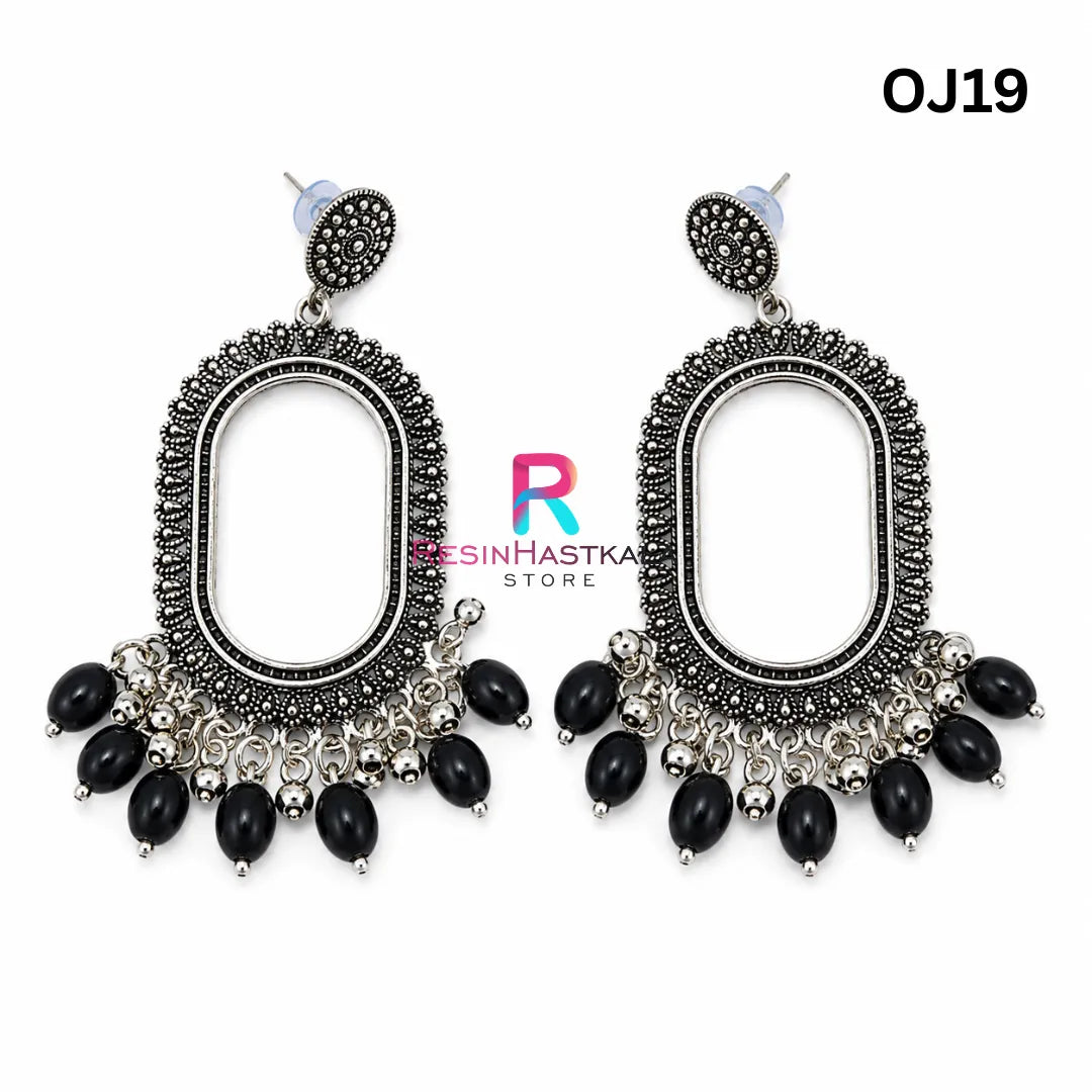 Silver Earring Bezel / Jhumka with Beads (OJ19)