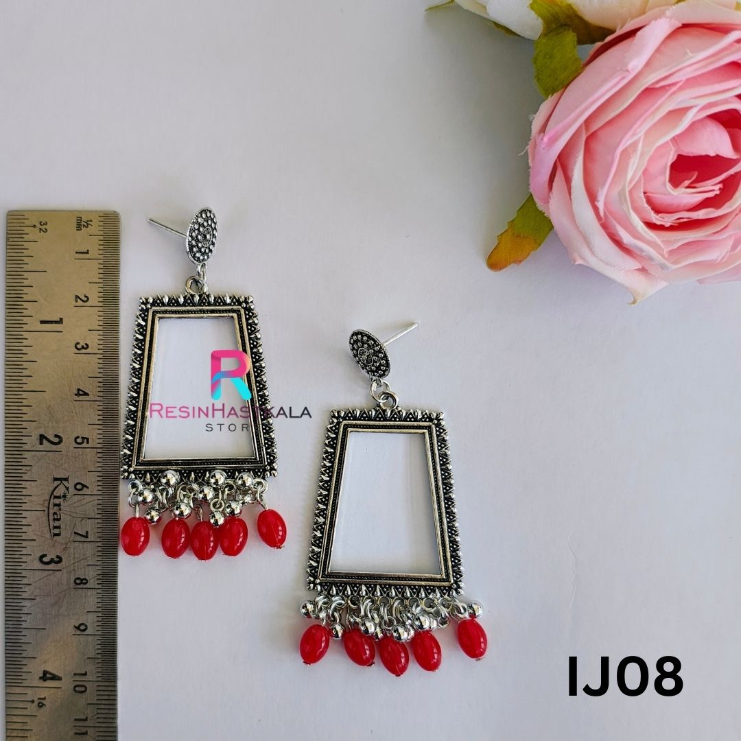 Silver Earring Bezel/Jumkha With Beads (IJ08)
