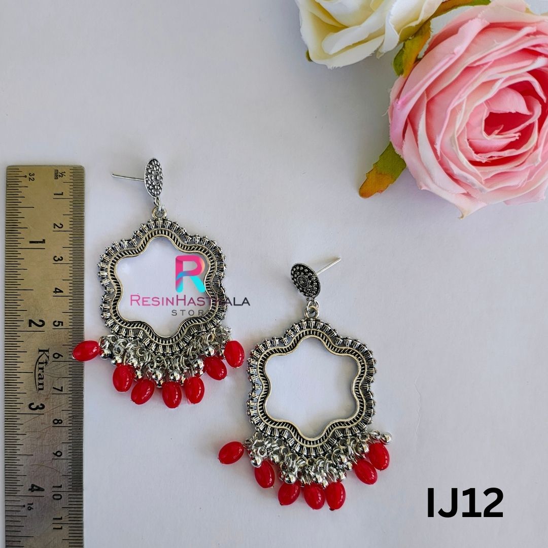 Silver Earring Bezel/Jumkha With Beads (IJ12)