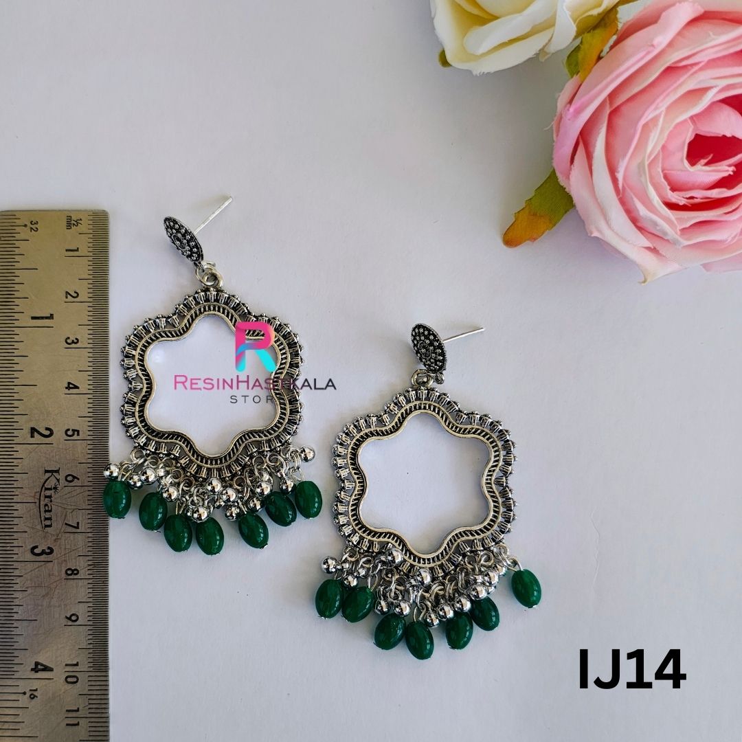Silver Earring Bezel/Jumkha With Beads (IJ14)