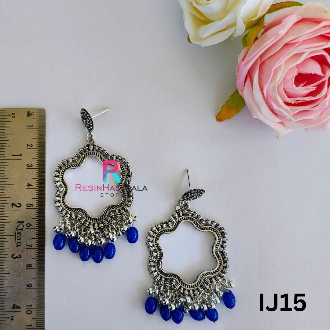 Silver Earring Bezel/Jumkha With Beads (IJ15)