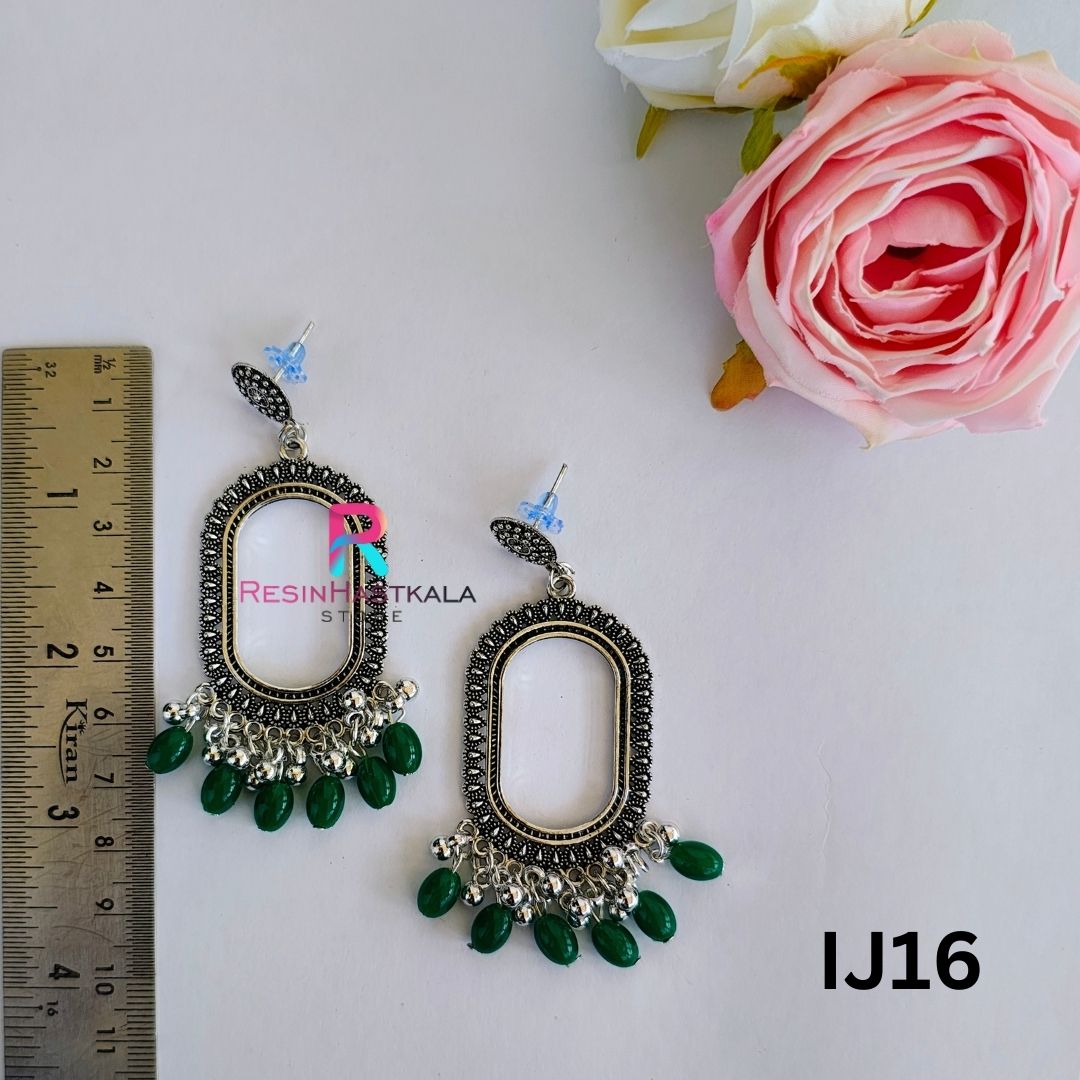 Silver Earring Bezel/Jumkha With Beads (IJ16)