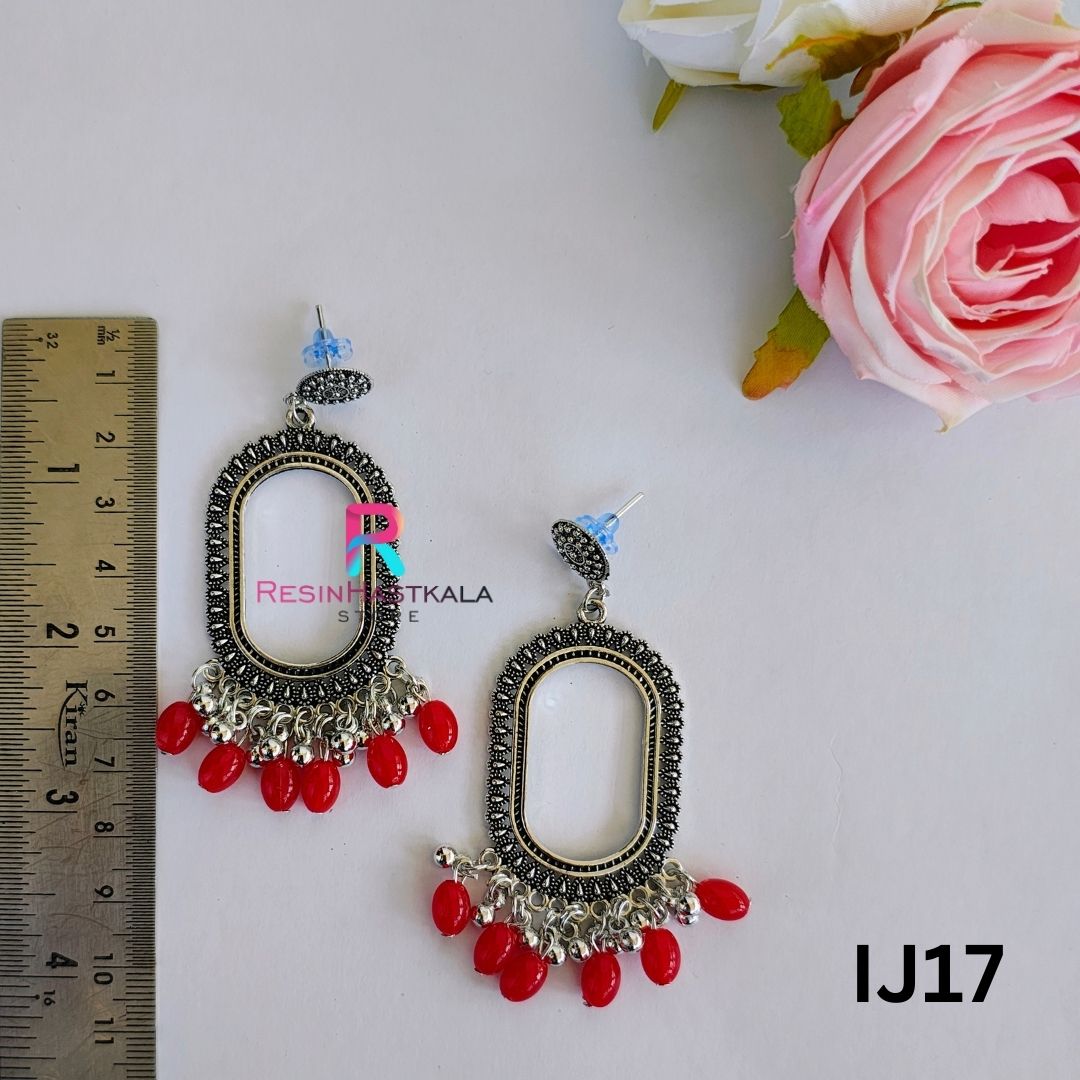 Silver Earring Bezel/Jumkha With Beads (IJ17)
