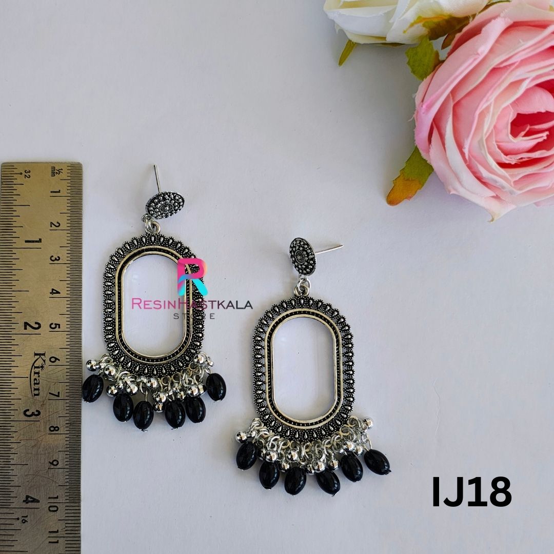 Silver Earring Bezel/Jumkha With Beads (IJ18)