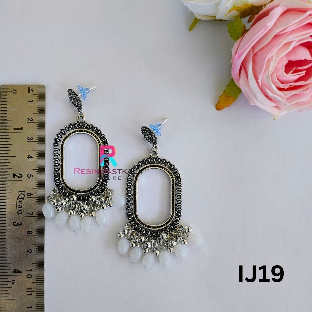 Silver Earring Bezel/Jumkha With Beads (IJ19)