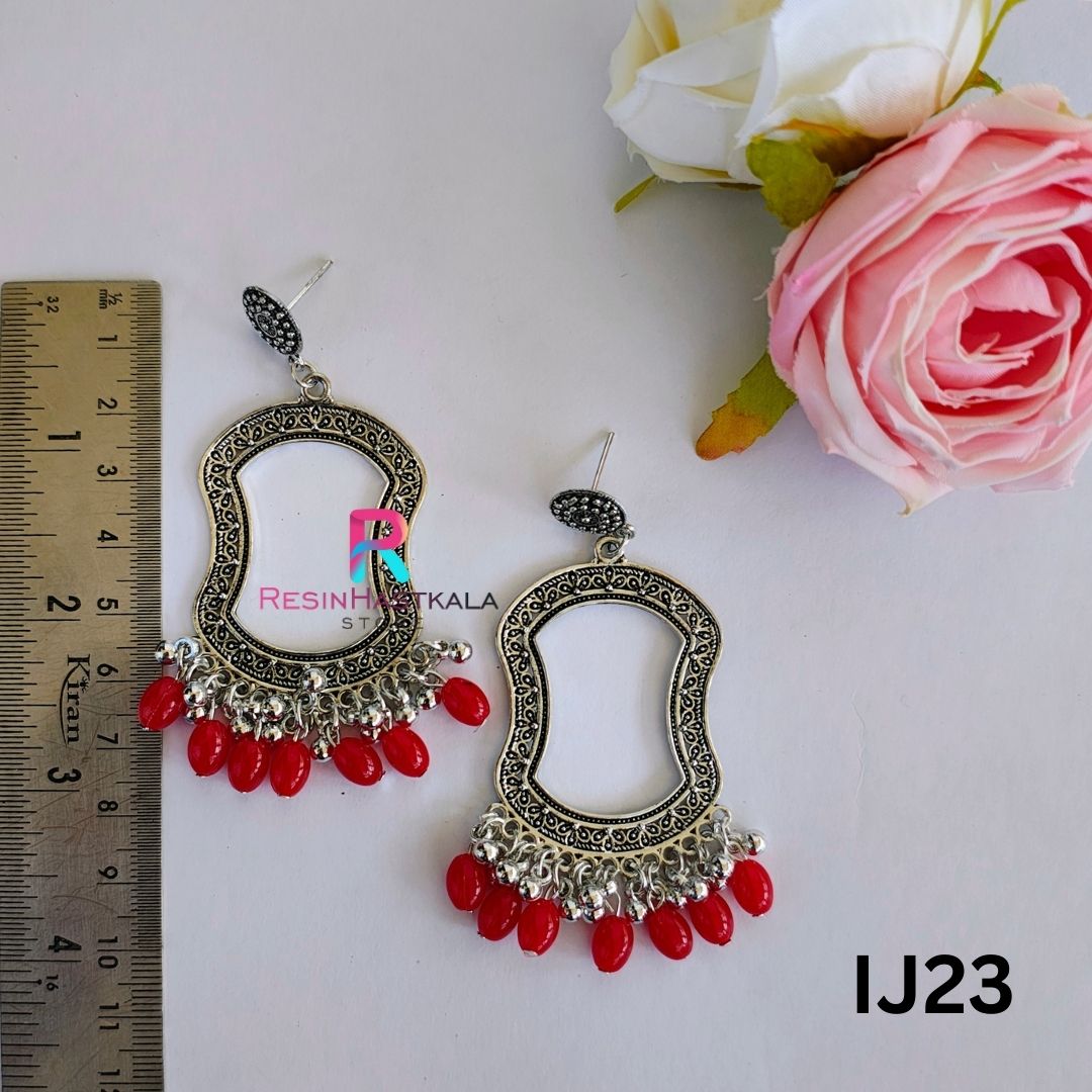 Silver Earring Bezel/Jumkha With Beads (IJ23)