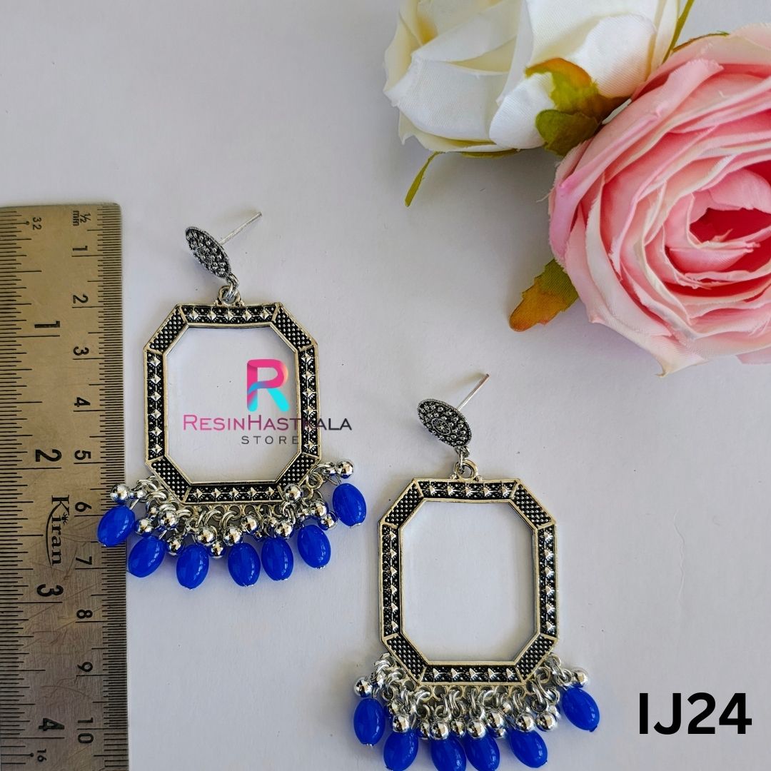 Silver Earring Bezel/Jumkha With Beads (IJ24)