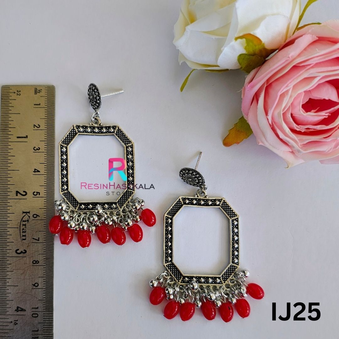 Silver Earring Bezel/Jumkha With Beads (IJ25)