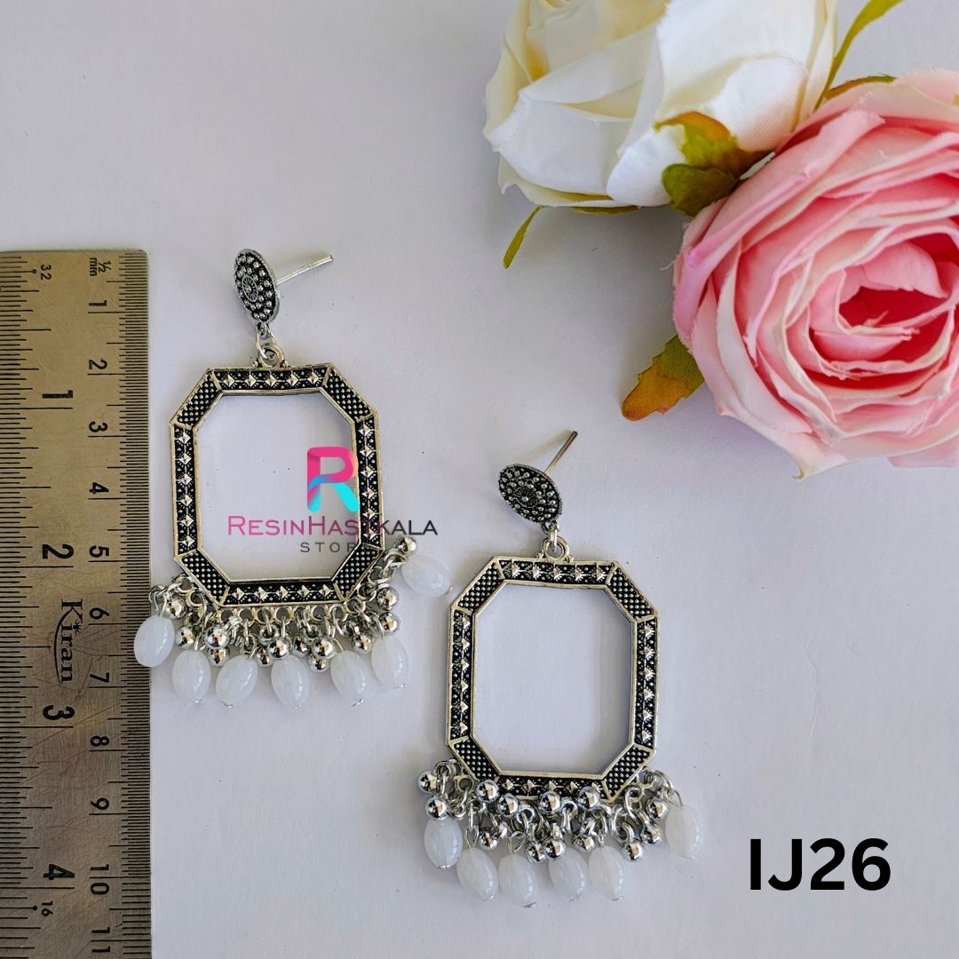 Silver Earring Bezel/Jumkha With Beads (IJ26)