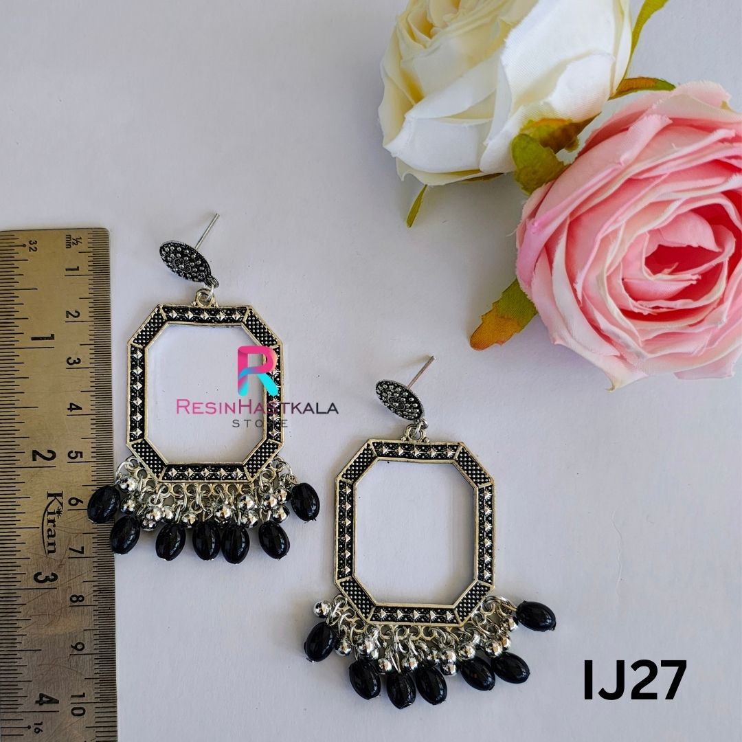 Silver Earring Bezel/Jumkha With Beads (IJ27)
