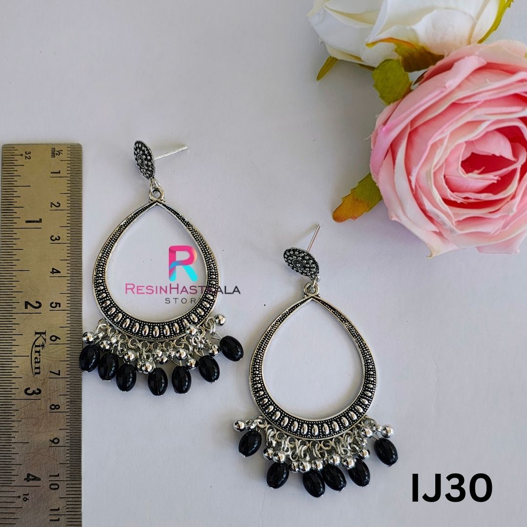 Silver Earring Bezel/Jumkha With Beads (IJ30)