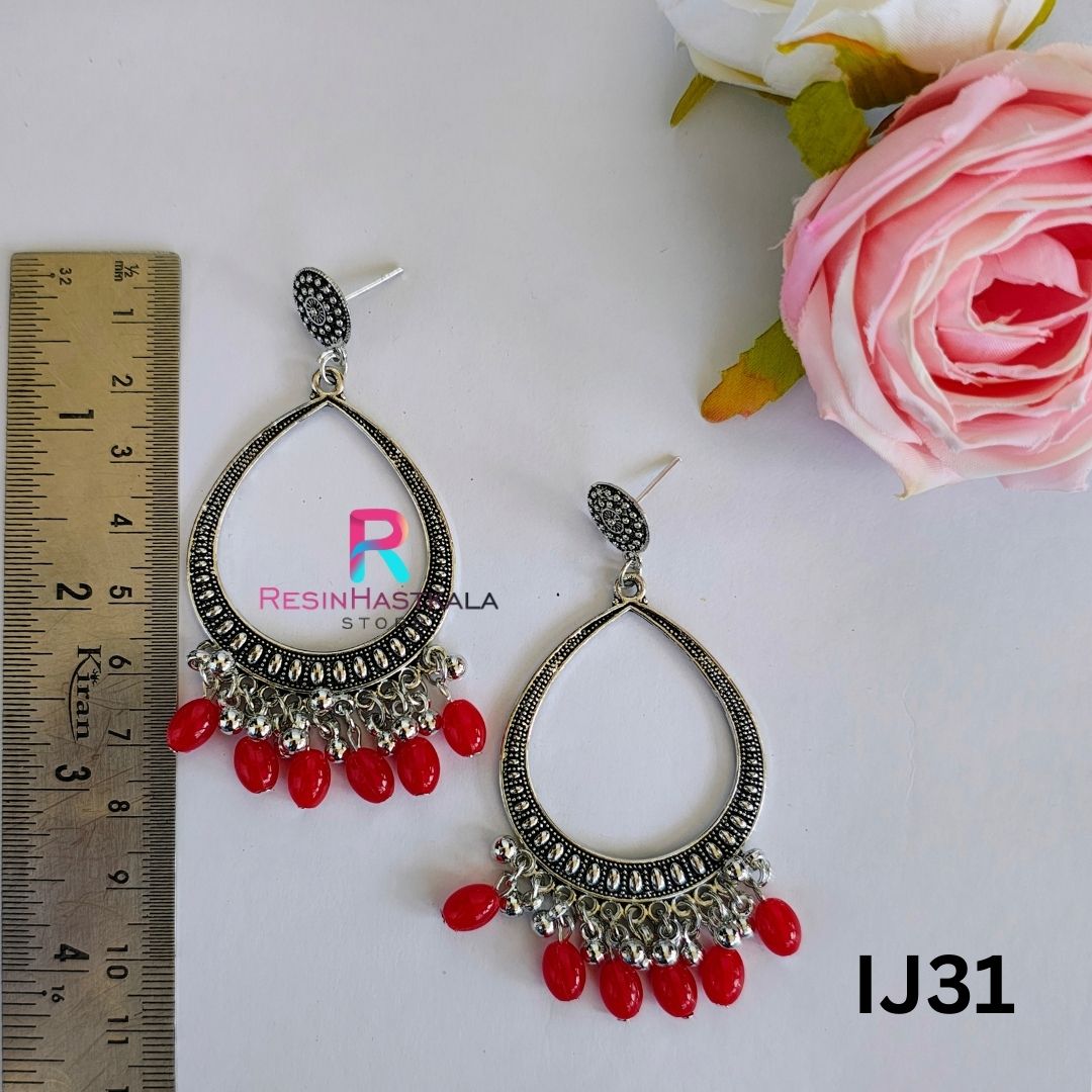Silver Earring Bezel/Jumkha With Beads (IJ31)