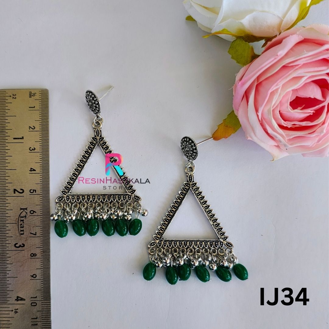Silver Earring Bezel/Jumkha With Beads (IJ34)