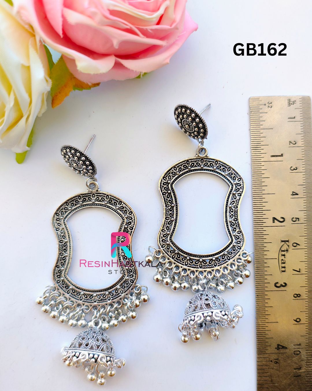 Silver Earring Bezel / Jumkha With Jumar (GB162)