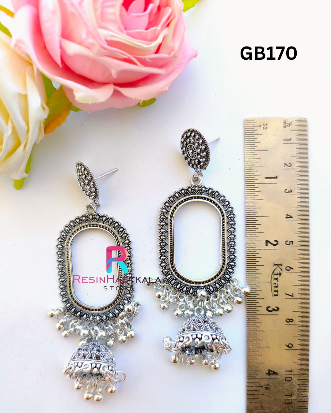 Silver Earring Bezel / Jumkha With Jumar (GB170)