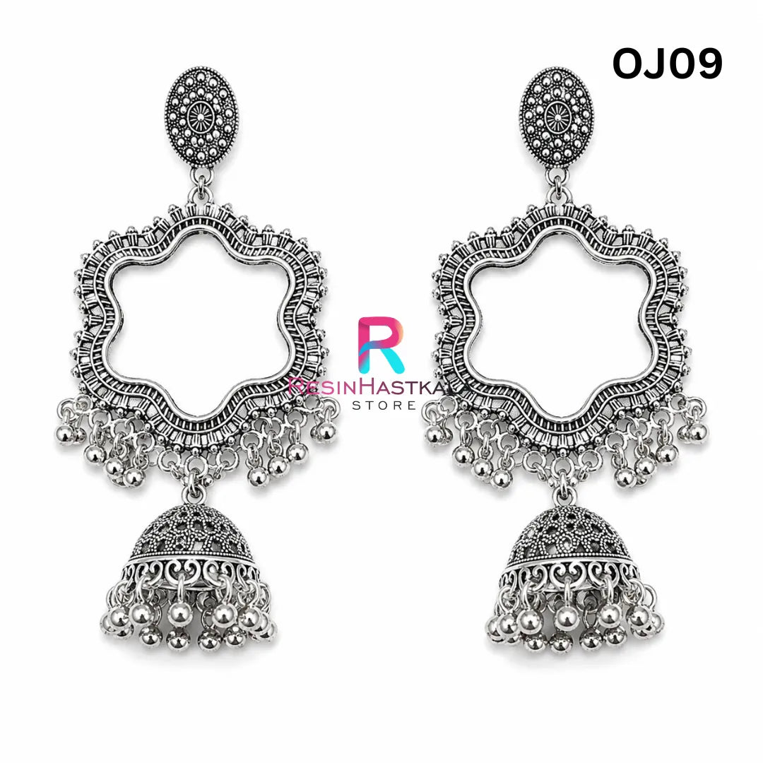 Silver Earring Bezel / Jumkha With Jumar (OJ09)