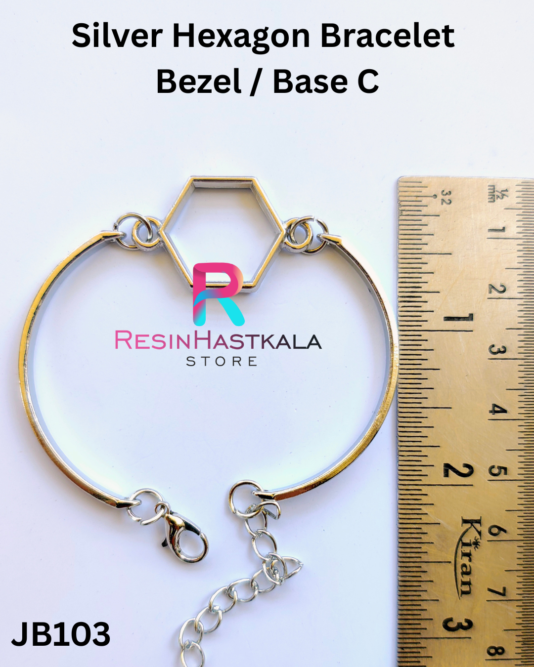 Silver Hexagon Bracelet Bezel / Base C (imported quality)