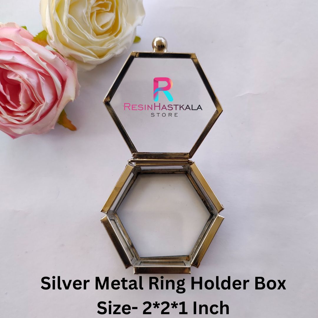 Silver Metal Ring Holder Box