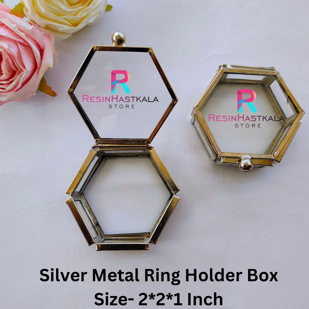 Silver Metal Ring Holder Box
