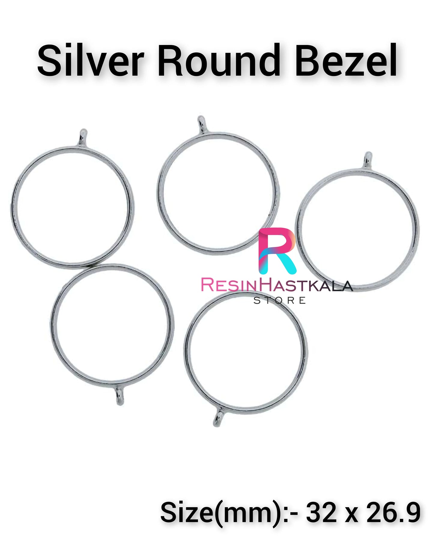 Silver Round Bezel (5 Piece)