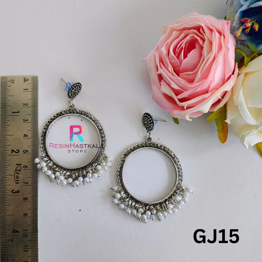 Silver Round Earring Bezel/Jumkha (GJ15)