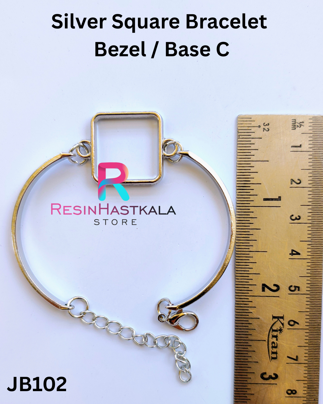 Silver Square Bracelet Bezel / Base C (Imported Quality)