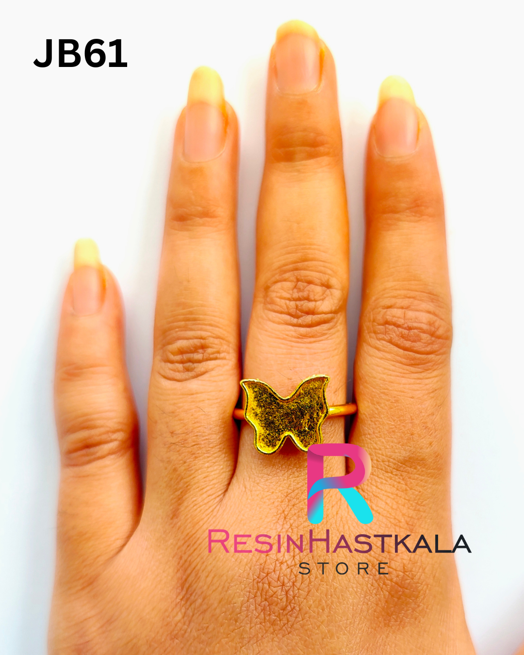 Small Golden Butterfly Finger Ring Bezel (Indian Quality) (JB61)