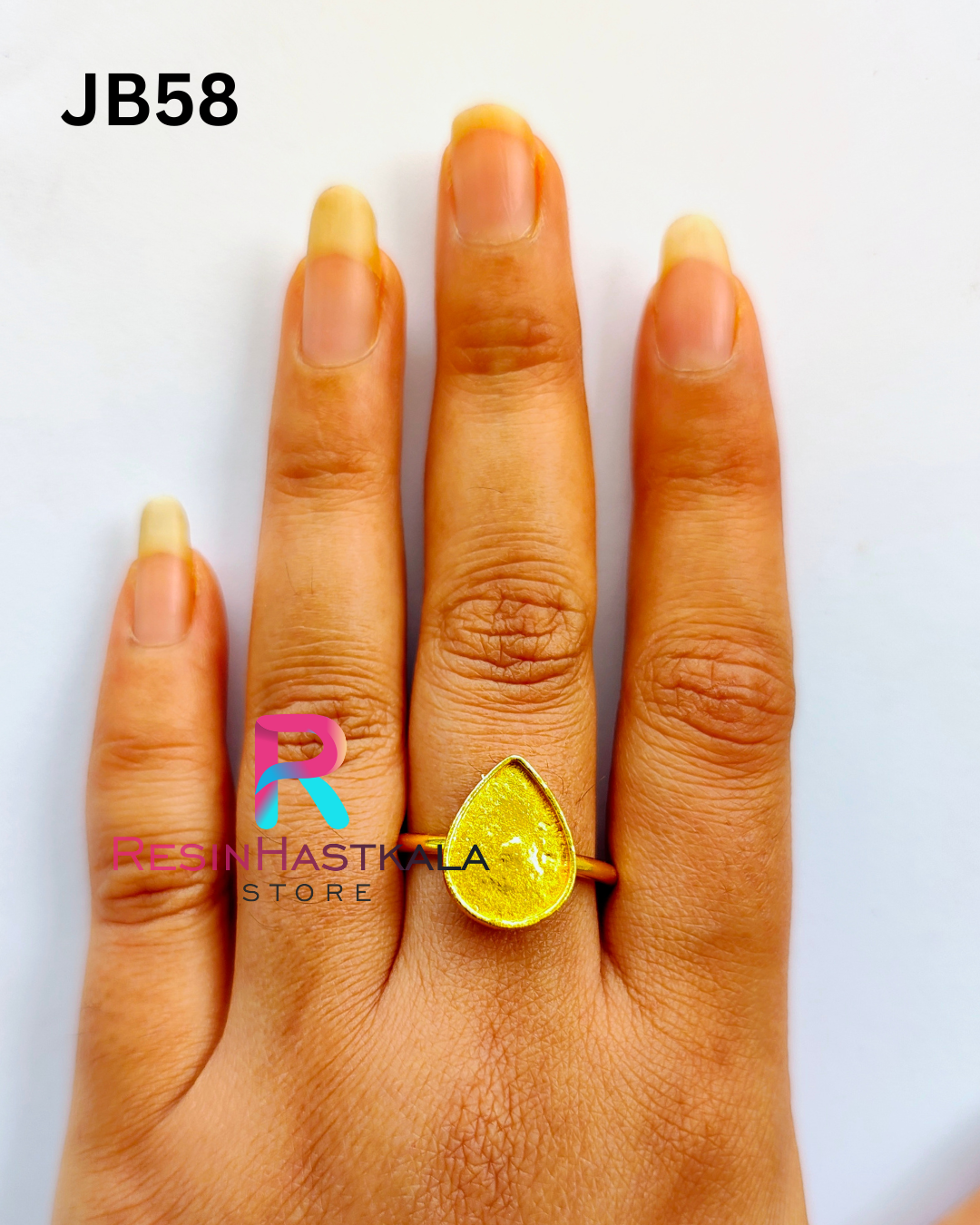 Small Golden Drop Finger Ring Bezel (Indian Quality) (JB58)