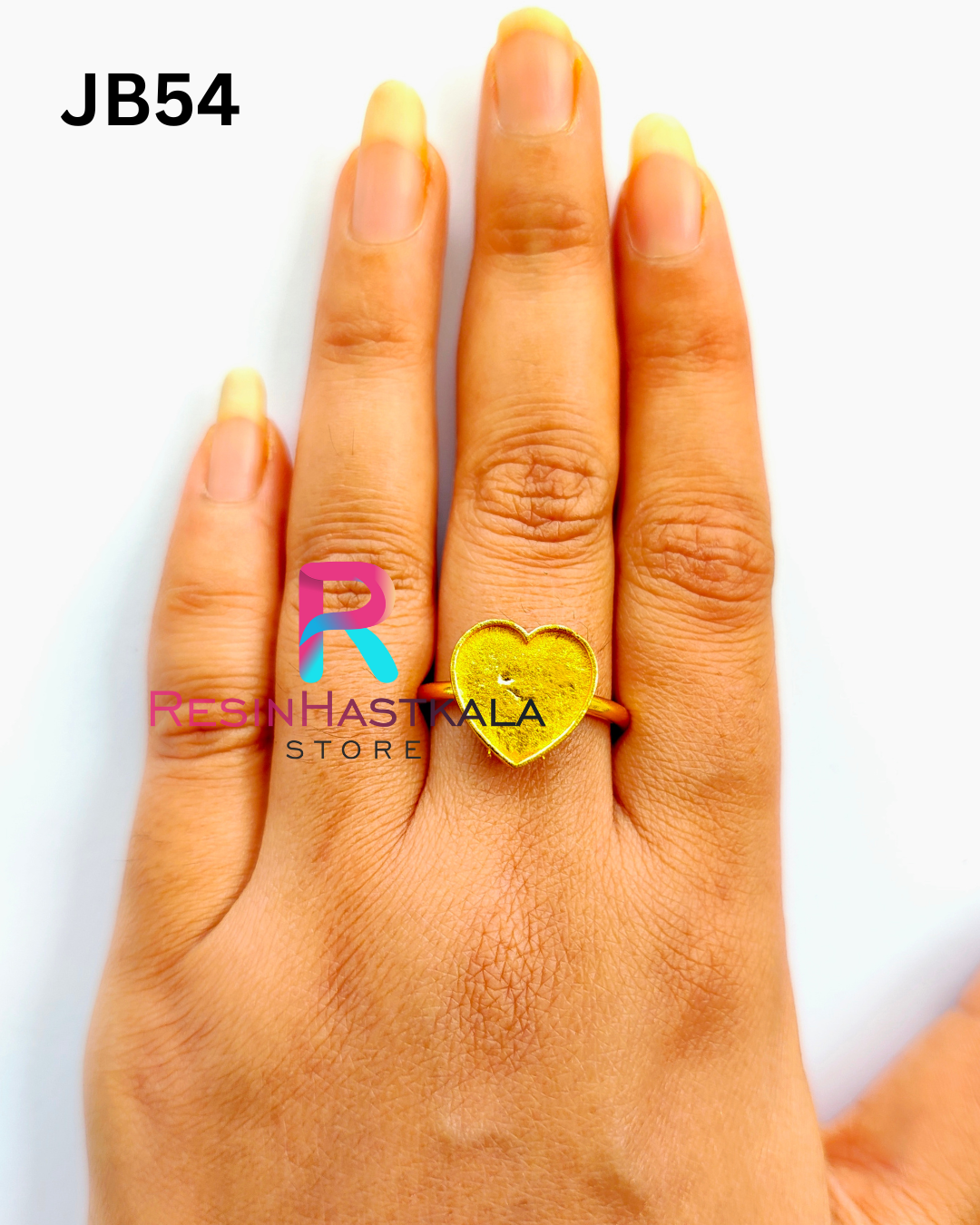 Small Golden Heart Finger Ring Bezel (Indian Quality) (JB54)