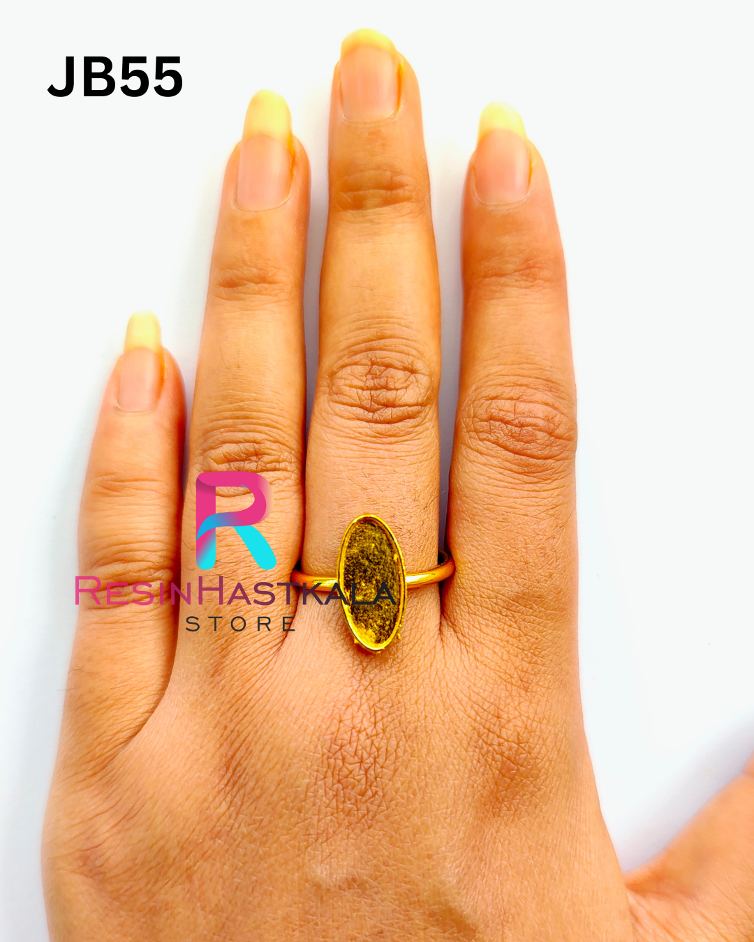 Small Golden Oval Finger Ring Bezel (Indian Quality) (JB55)