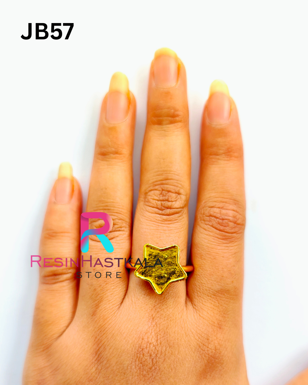 Small Golden Star Finger Ring Bezel (Indian Quality) (JB57)