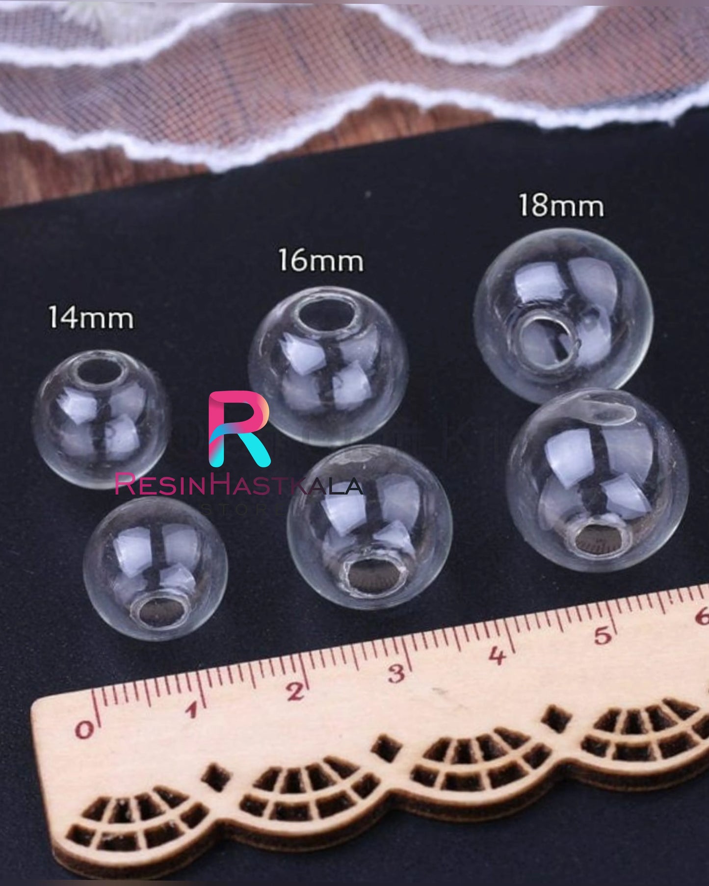 Small Round Glass Ball With Golden Cap - Ideal for Jewelry & Keychains