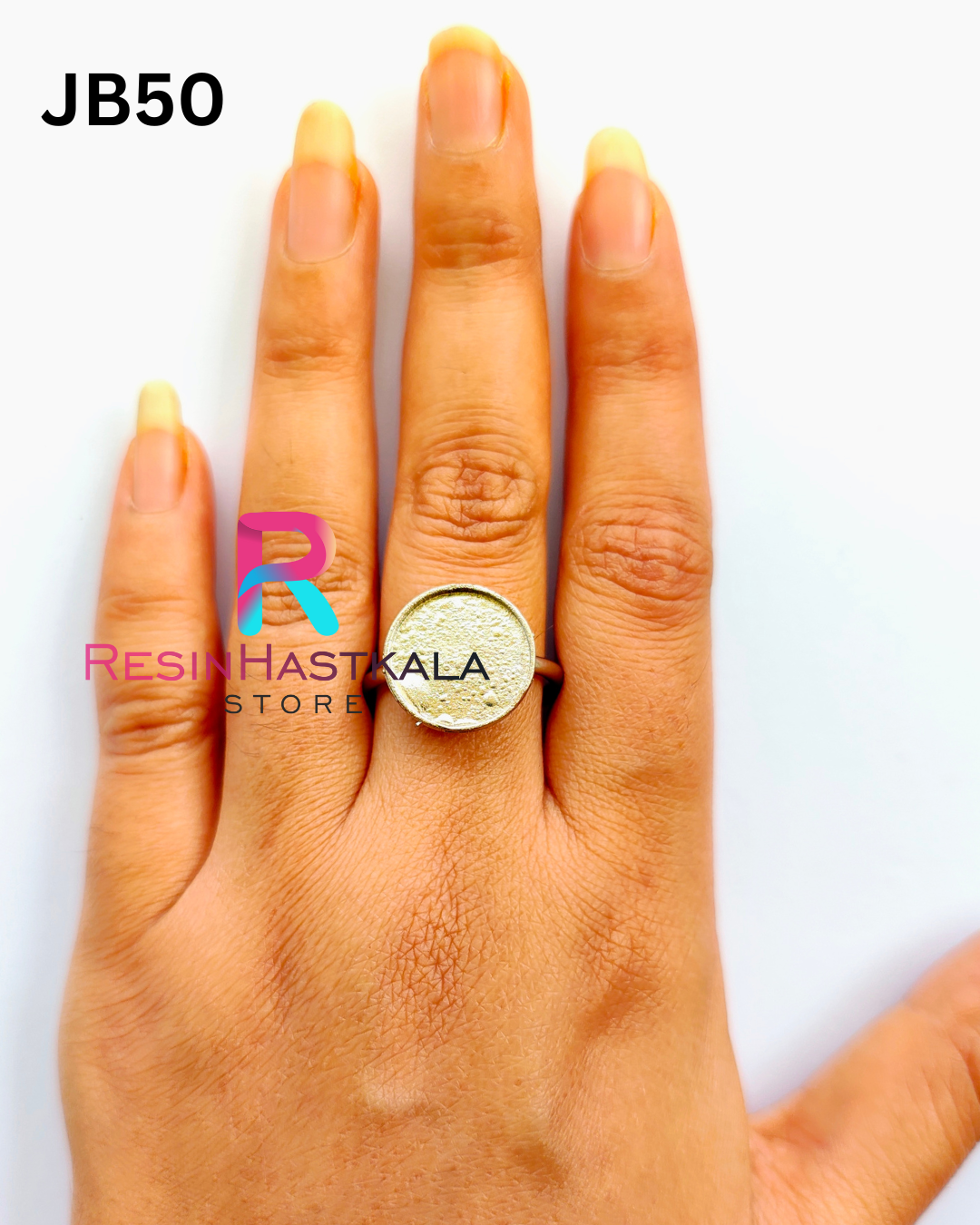 Small Silver Round Finger Ring Bezel (Indian Quality) (JB50)