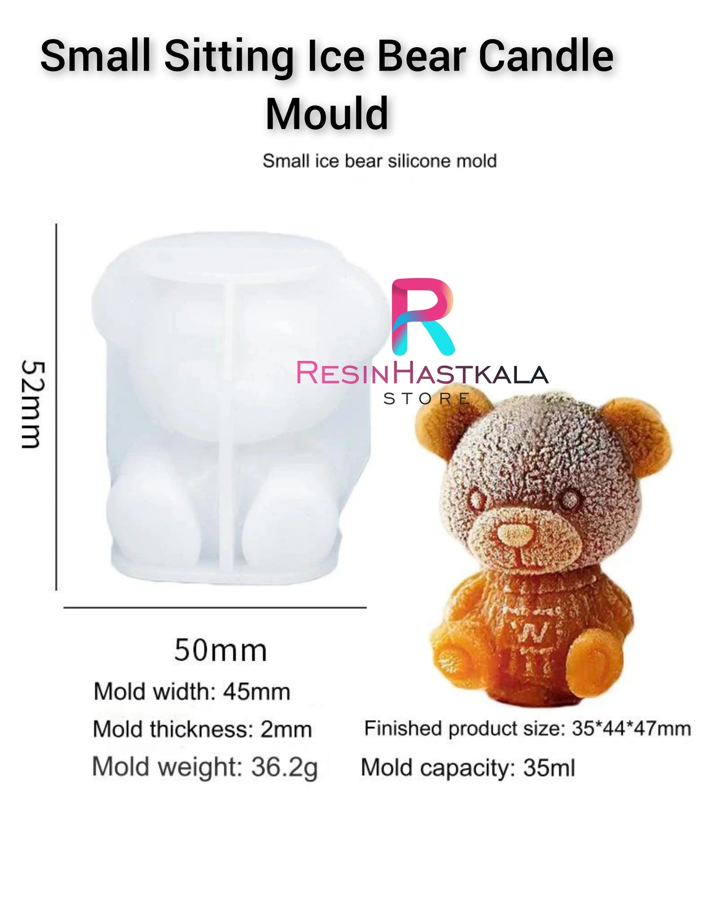 Small Sitting Ice Bear Candle Mould