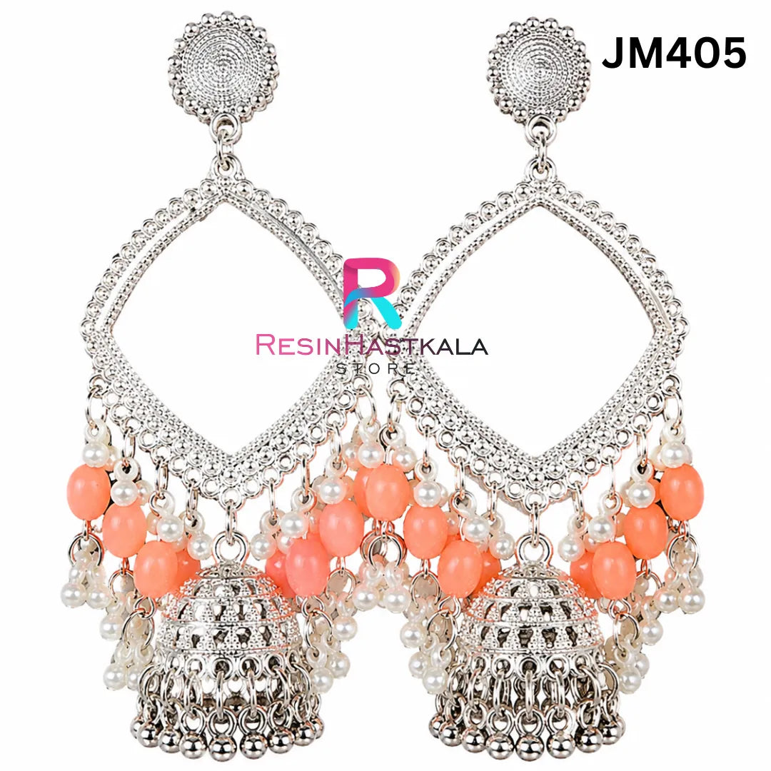 Square Chandbali Earring Bezel / Jhumka Bezel with Jumar & Beads (JM405)