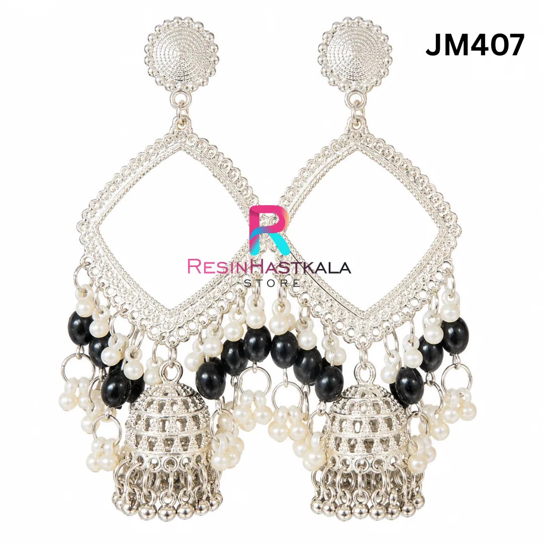 Square Chandbali Earring Bezel / Jhumka Bezel with Jumar & Beads (JM407)