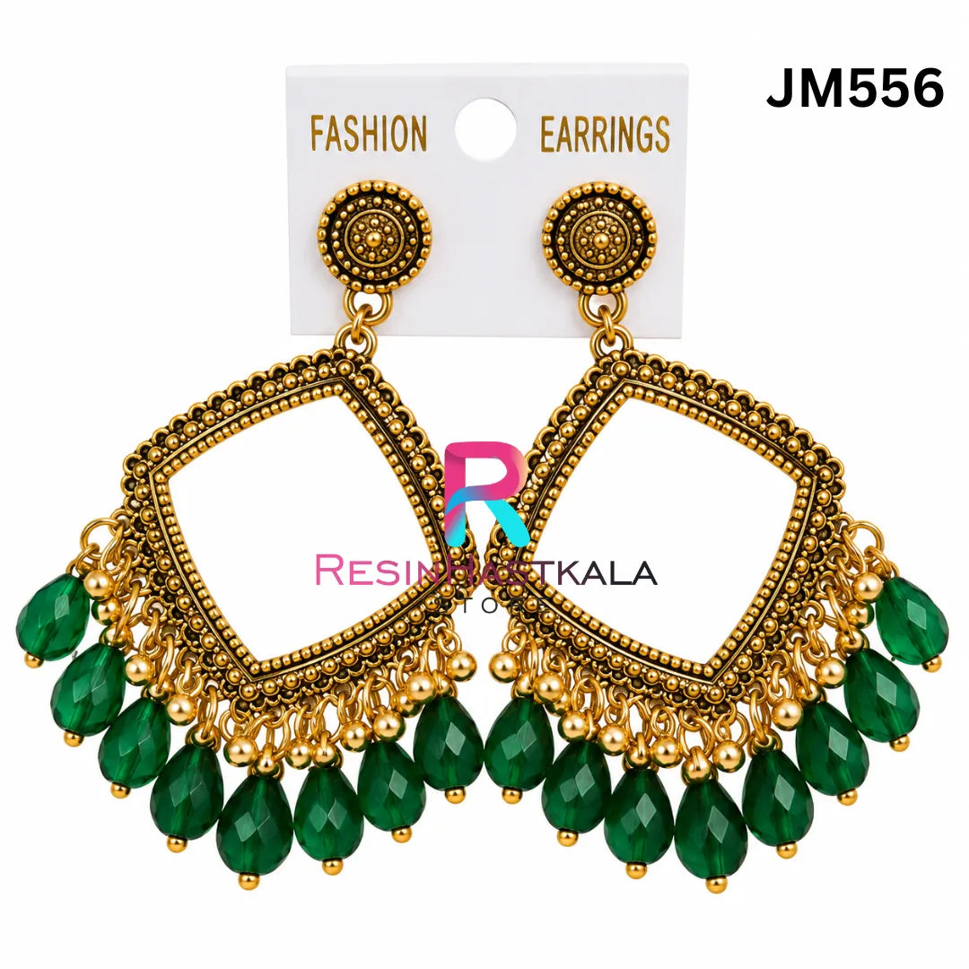 Square Gold Bezel / Jhumka Bezel with Beads (JM556)