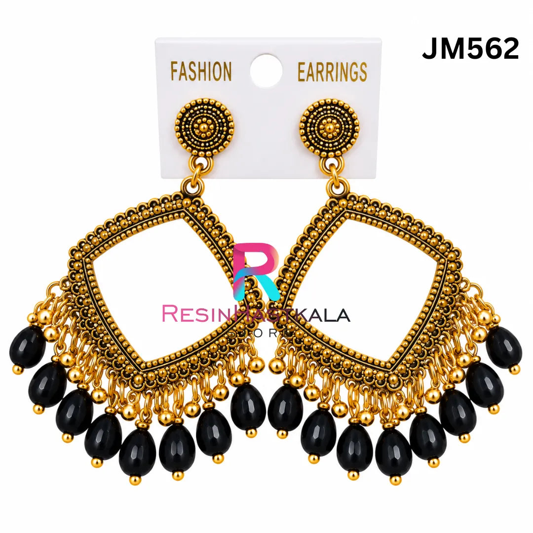 Square Gold Bezel / Jhumka Bezel with Beads (JM562)