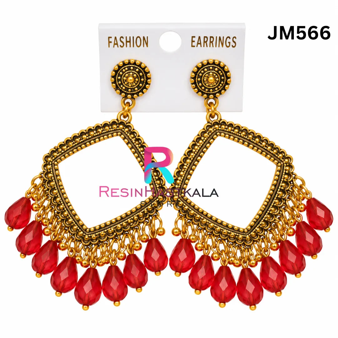 Square Gold Bezel / Jhumka Bezel with Beads (JM566)