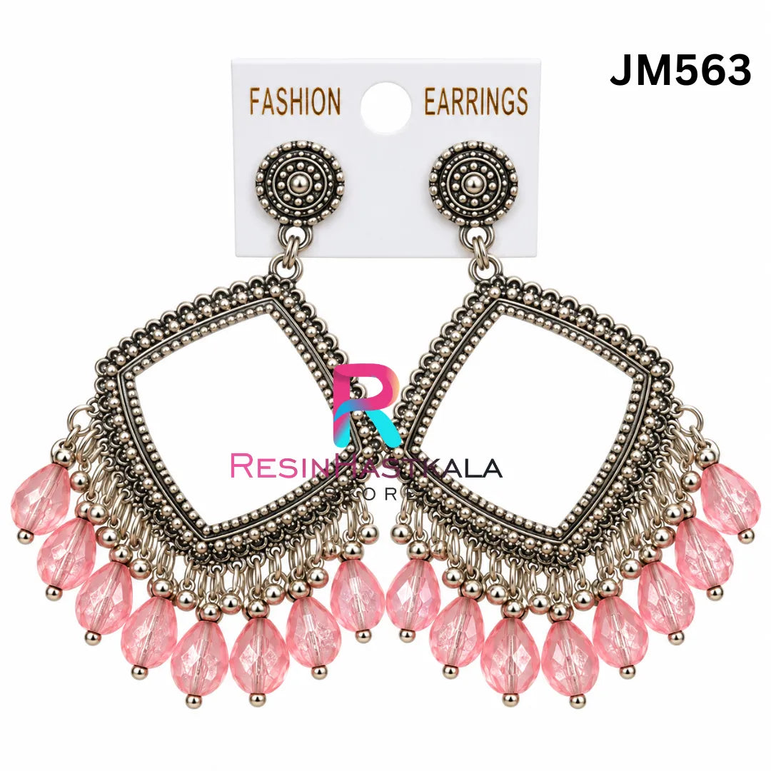 Square Silver Bezel / Jhumka Bezel with Beads (JM563)