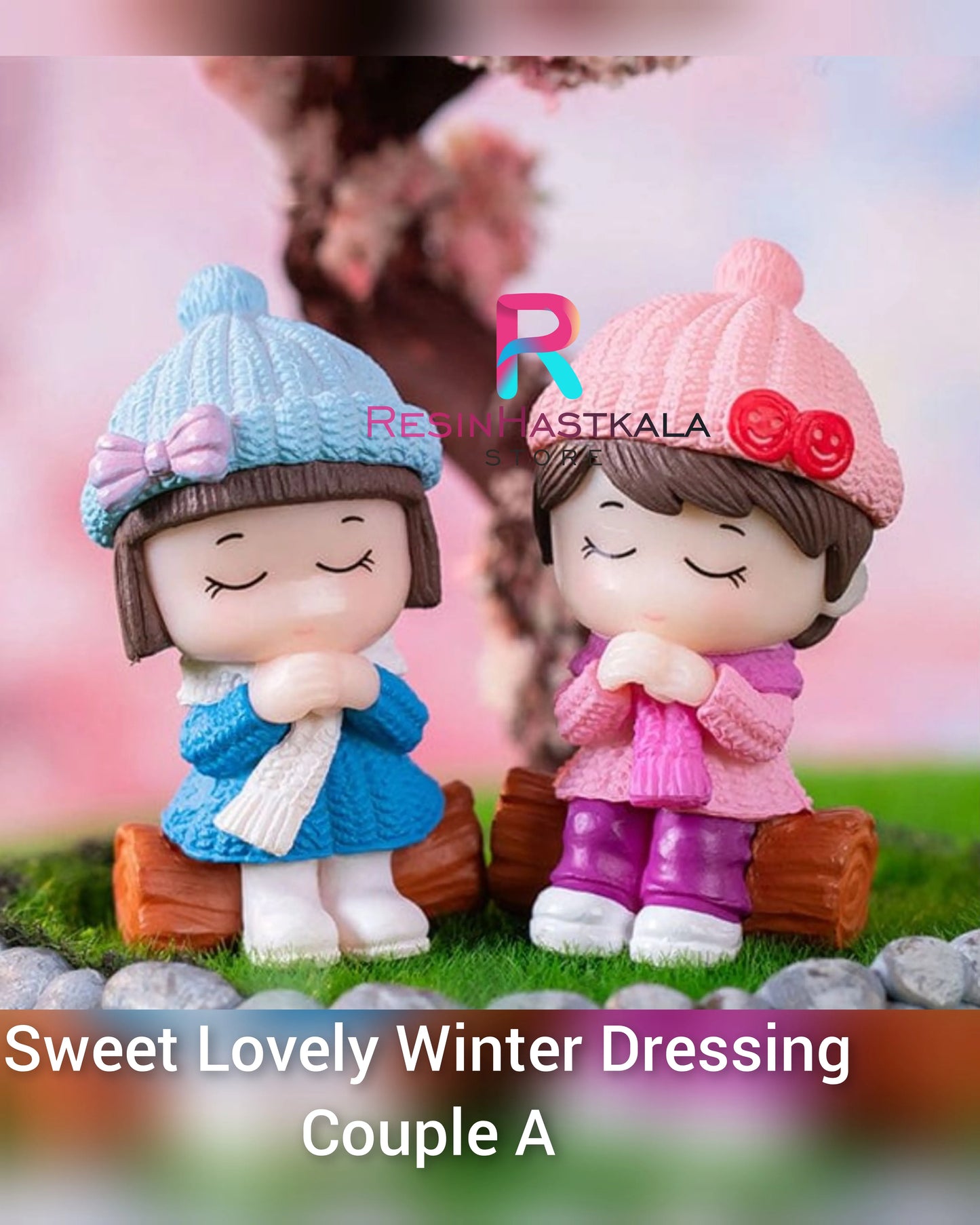 Sweet Lovely Winter Dressing Couple Miniature A