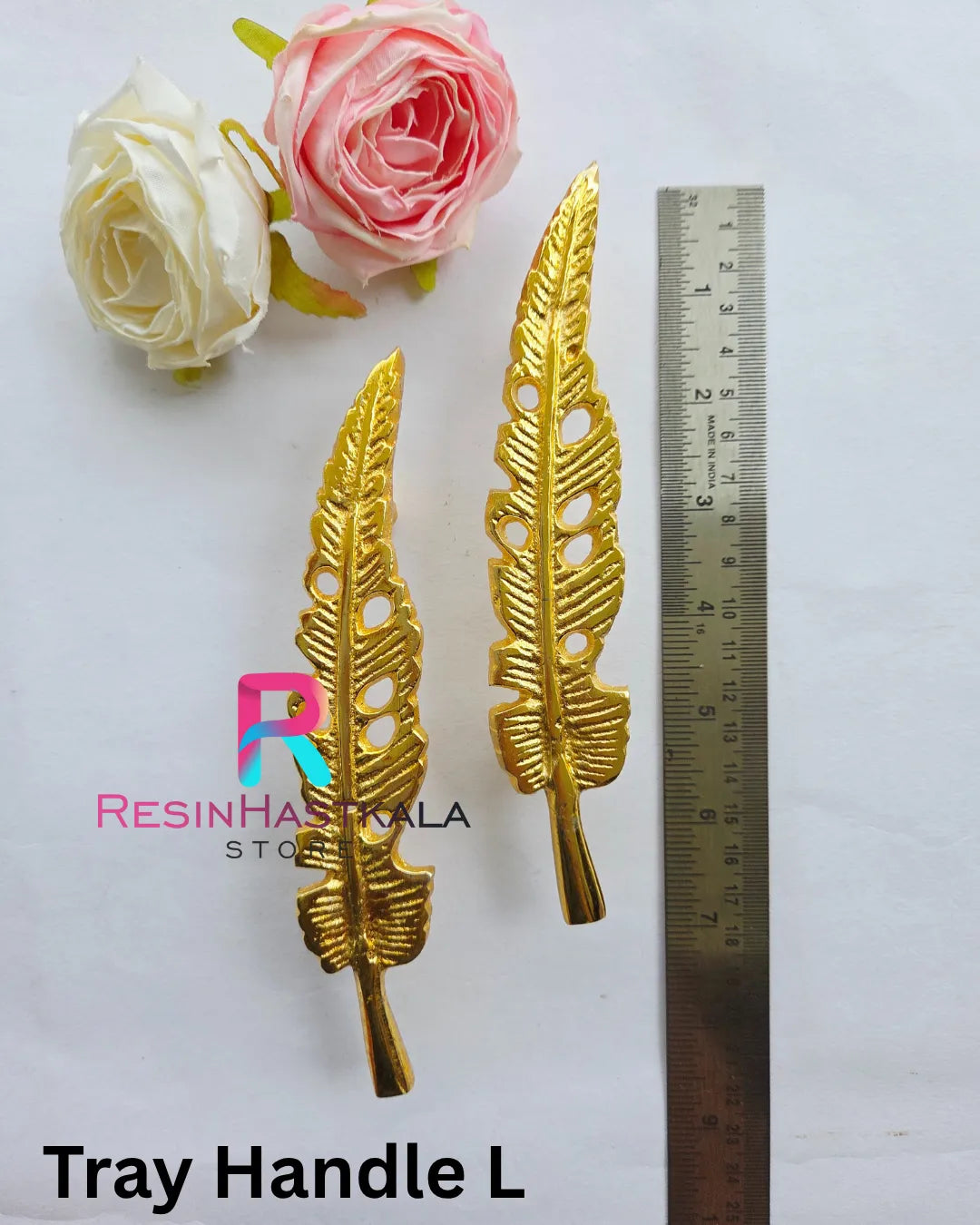 Golden Metal Tray Handle L