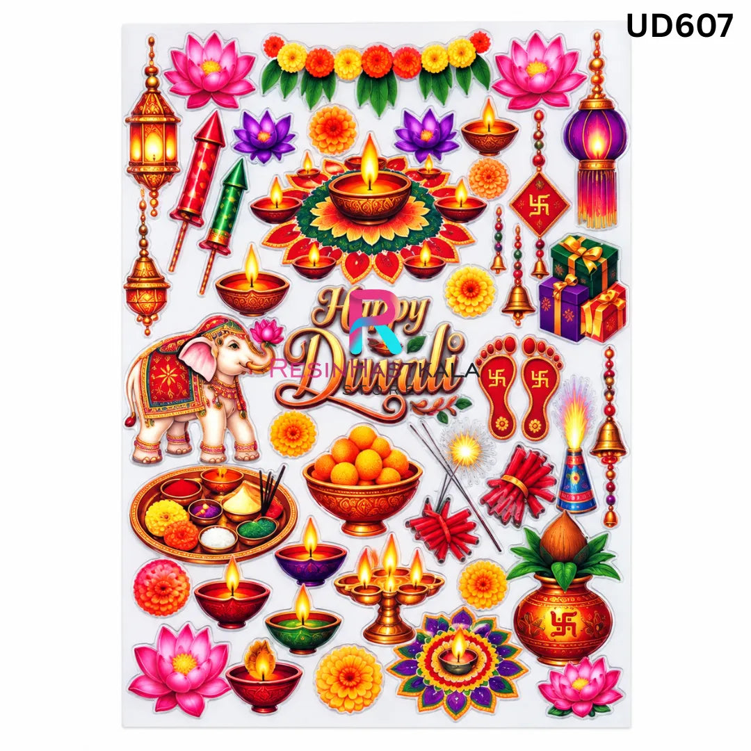 UV DTF Sticker โ A6 Size (Diwali Design) (UD607)